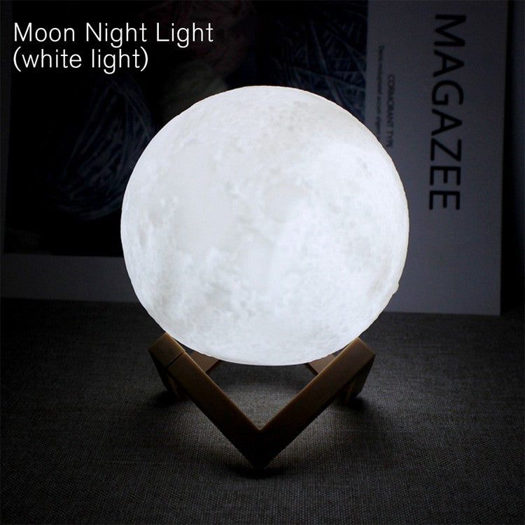 Lâmpada LED Lunar Recarregável com Interruptor de Toque, Impressão 3D, Luz Noturna Criativa