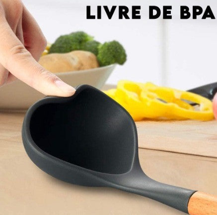 Drop Kit 12 Peças Colher para Cozinha Silicone BPA Antiferrugem Utensílios de