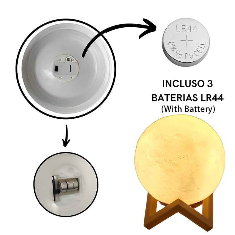 Lâmpada LED Lunar Recarregável com Interruptor de Toque, Impressão 3D, Luz Noturna Criativa