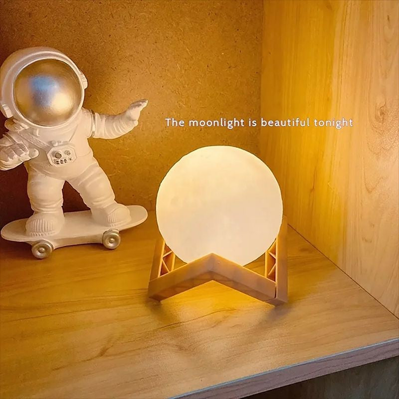Lâmpada LED Lunar Recarregável com Interruptor de Toque, Impressão 3D, Luz Noturna Criativa